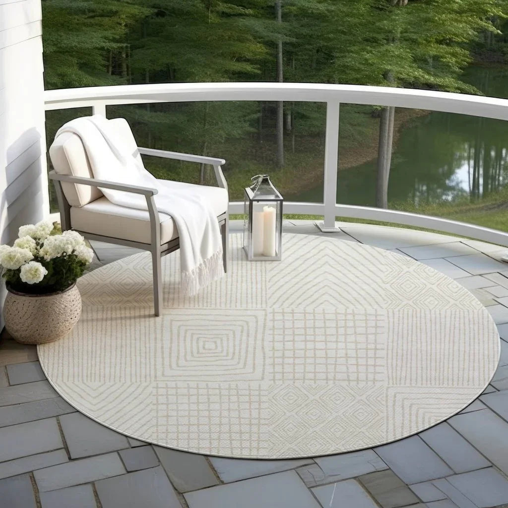 LOOMLAN Rugs Owen Ivory Washable Indoor-Outdoor Rug