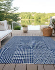 LOOMLAN Rugs Owen Navy Washable Indoor-Outdoor Rug