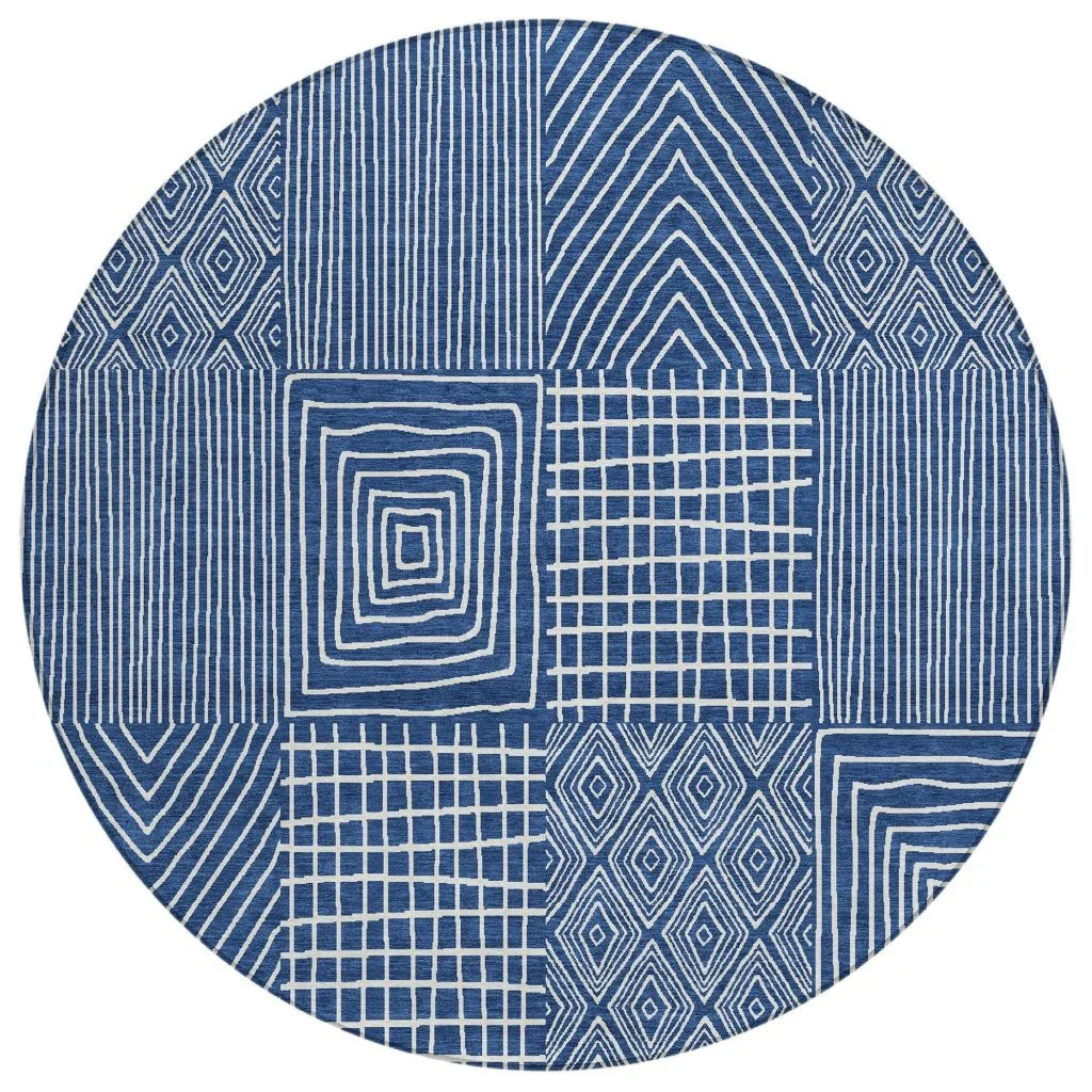 LOOMLAN Rugs Owen Navy Washable Indoor-Outdoor Rug