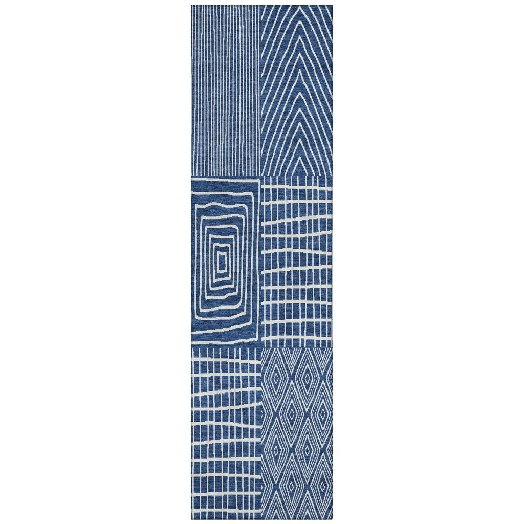 LOOMLAN Rugs Owen Navy Washable Indoor-Outdoor Rug