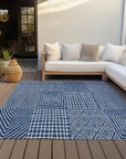 LOOMLAN Rugs Owen Navy Washable Indoor-Outdoor Rug