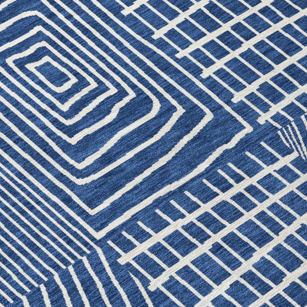 LOOMLAN Rugs Owen Navy Washable Indoor-Outdoor Rug