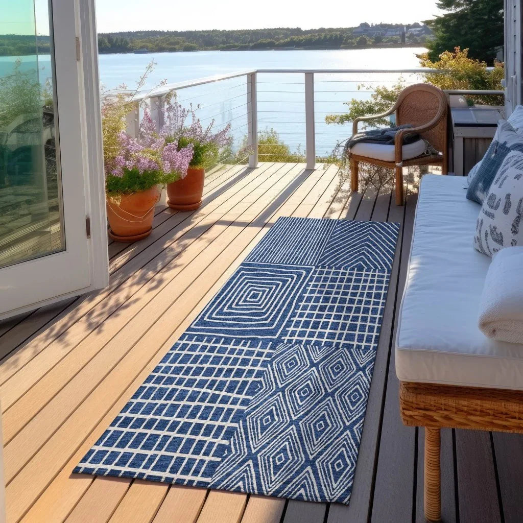 LOOMLAN Rugs Owen Navy Washable Indoor-Outdoor Rug