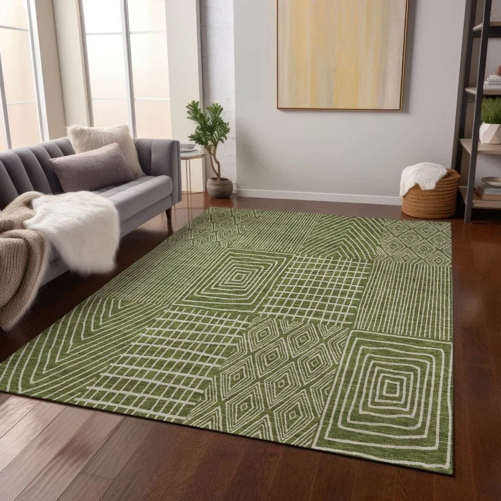 LOOMLAN Rugs Owen Olive Washable Indoor-Outdoor Rug