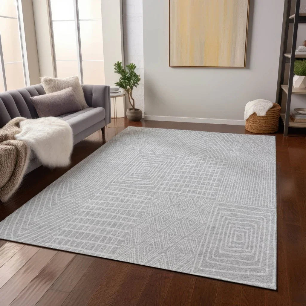 LOOMLAN Rugs Owen Silver Washable Indoor-Outdoor Rug