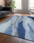 LOOMLAN Rugs Petala Blue Washable Indoor-Outdoor Rug