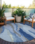 LOOMLAN Rugs Petala Blue Washable Indoor-Outdoor Rug