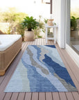 LOOMLAN Rugs Petala Blue Washable Indoor-Outdoor Rug