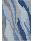 LOOMLAN Rugs Petala Blue Washable Indoor-Outdoor Rug