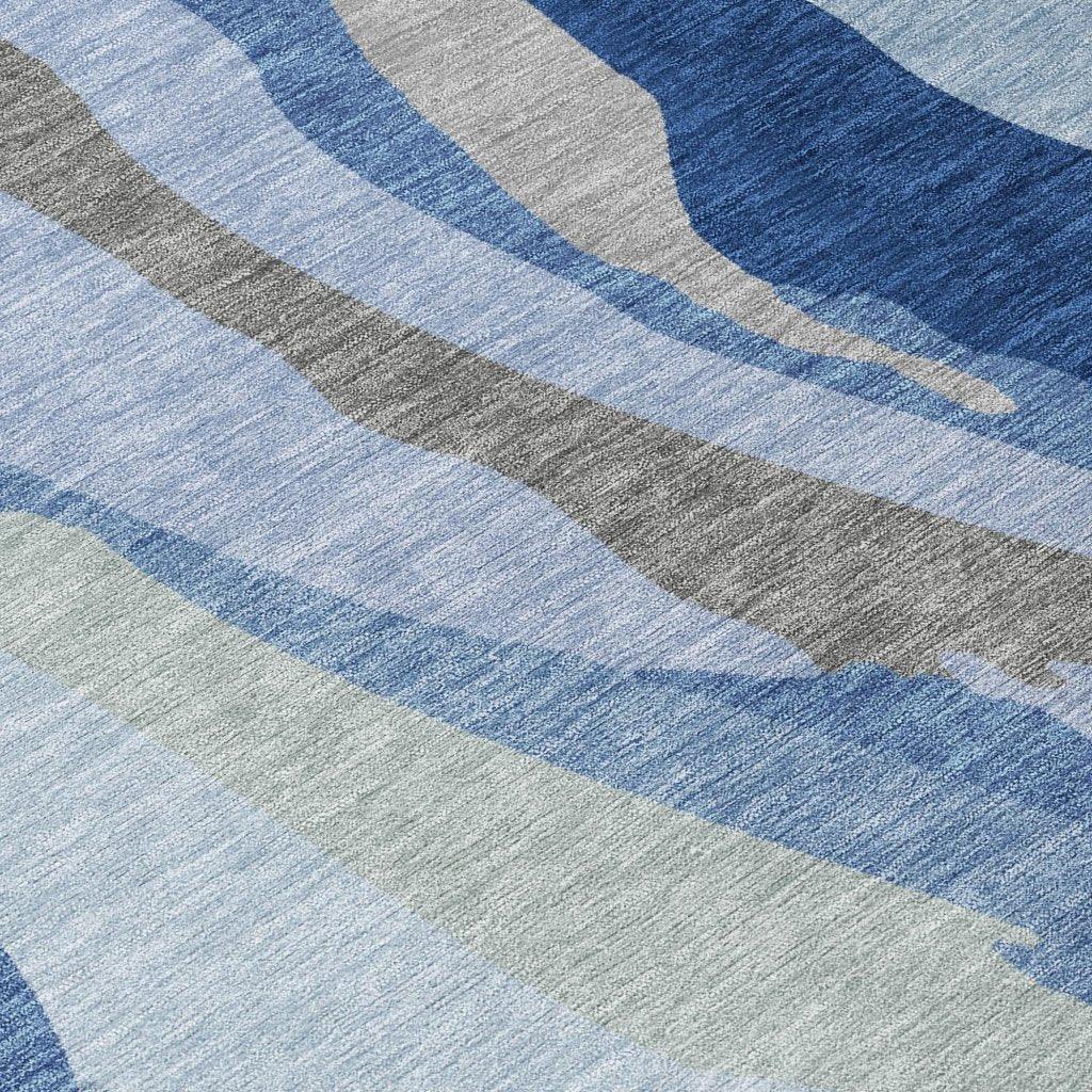 LOOMLAN Rugs Petala Blue Washable Indoor-Outdoor Rug