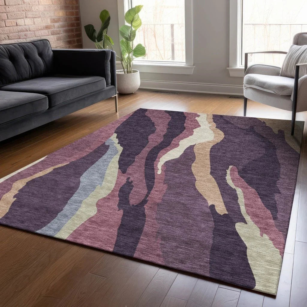LOOMLAN Rugs Petala Plum Washable Indoor-Outdoor Rug