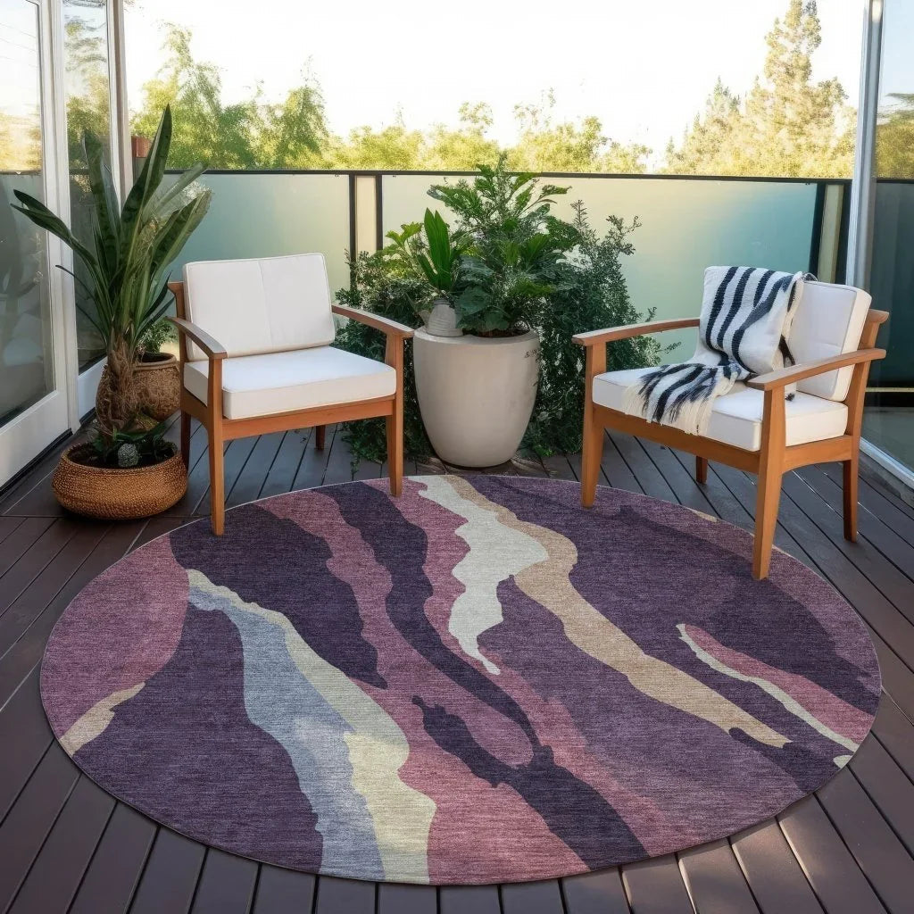 LOOMLAN Rugs Petala Plum Washable Indoor-Outdoor Rug