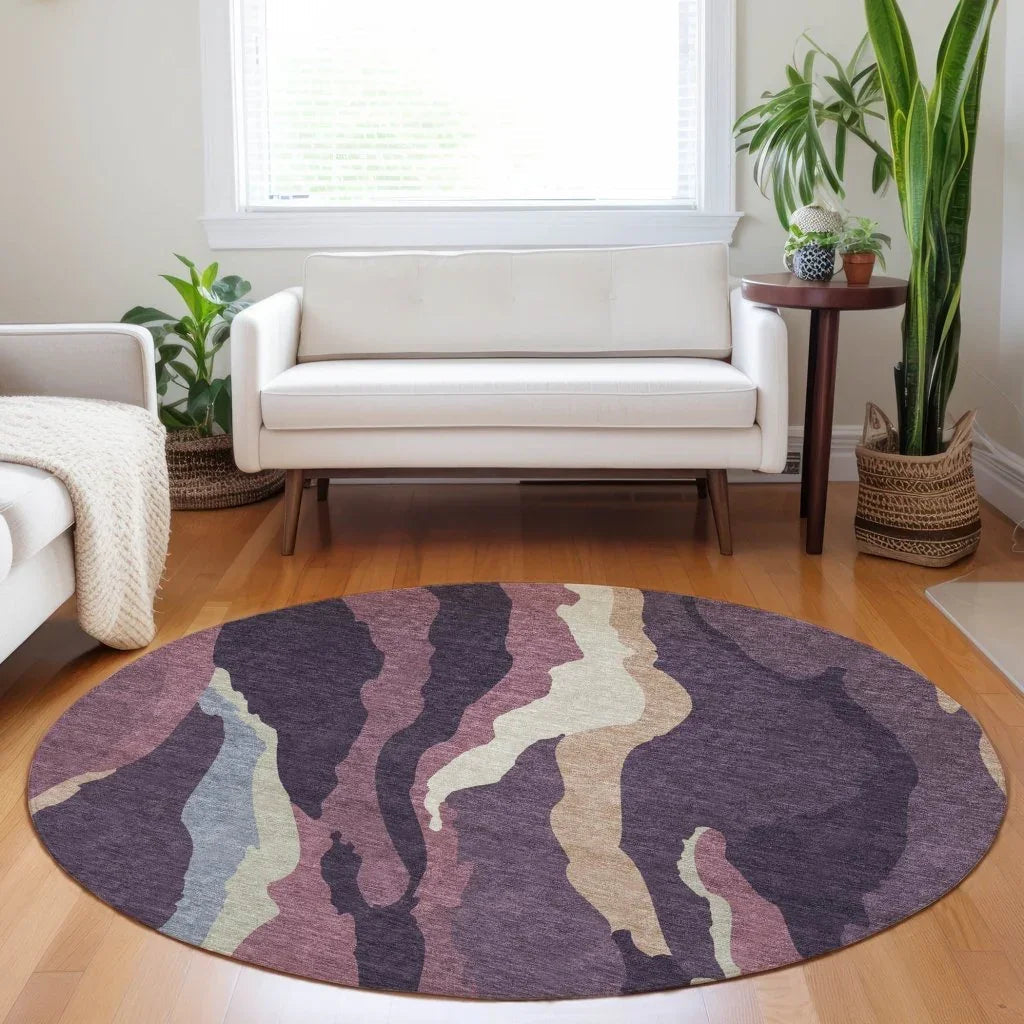 LOOMLAN Rugs Petala Plum Washable Indoor-Outdoor Rug