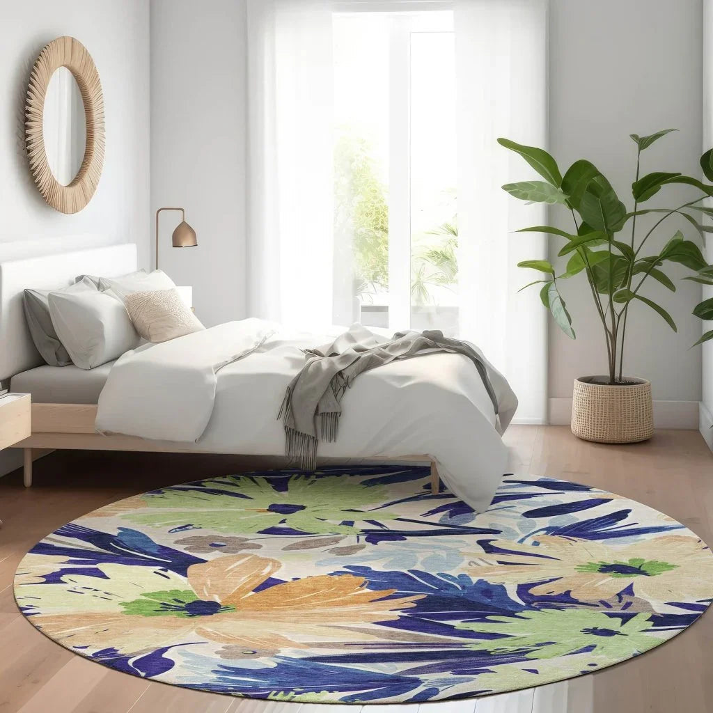LOOMLAN Rugs Plyven Blue Washable Indoor-Outdoor Rug
