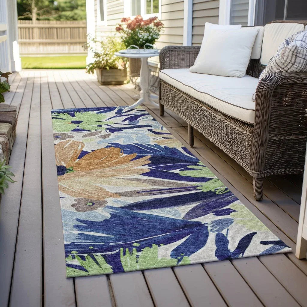 LOOMLAN Rugs Plyven Blue Washable Indoor-Outdoor Rug