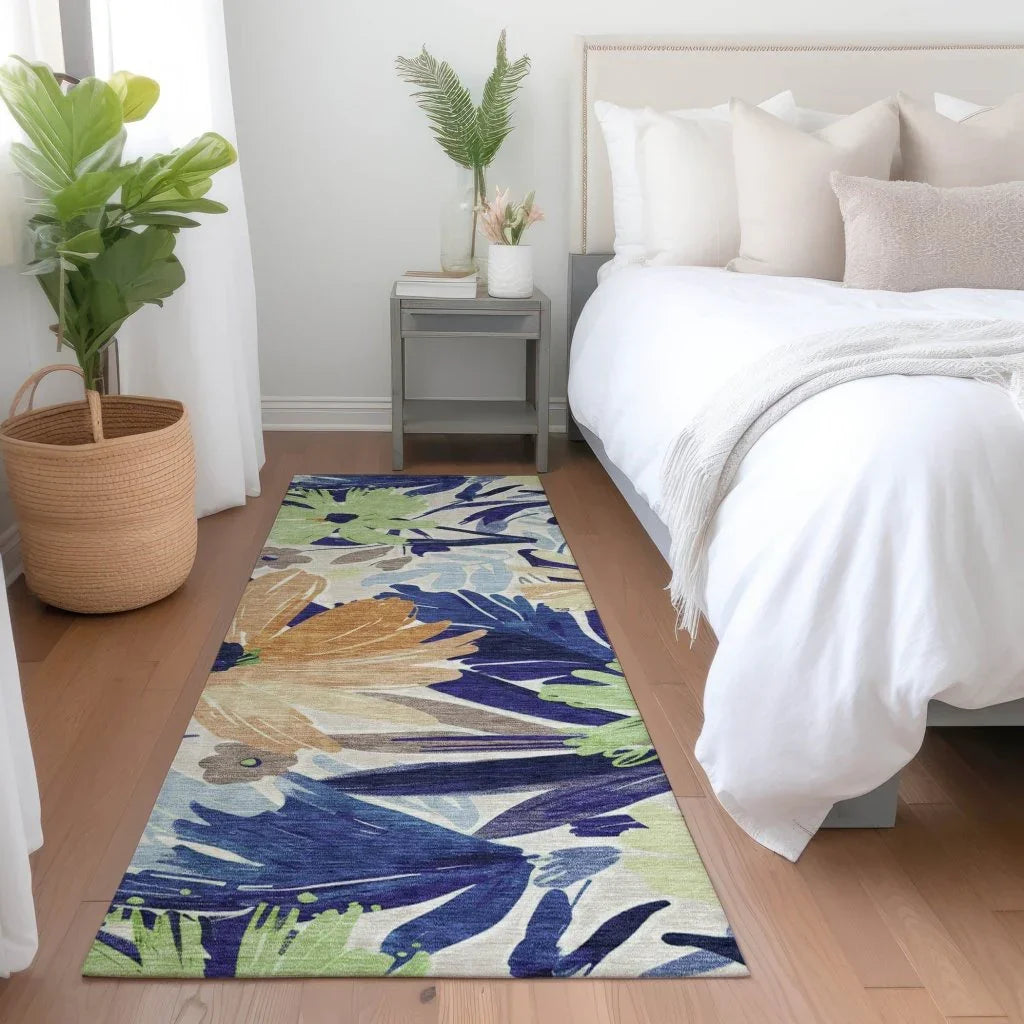 LOOMLAN Rugs Plyven Blue Washable Indoor-Outdoor Rug