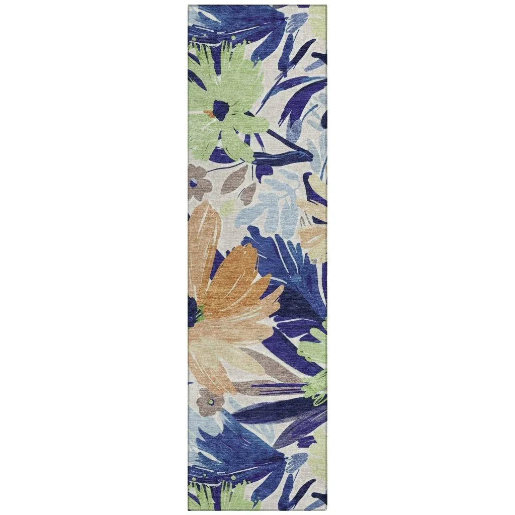 LOOMLAN Rugs Plyven Blue Washable Indoor-Outdoor Rug