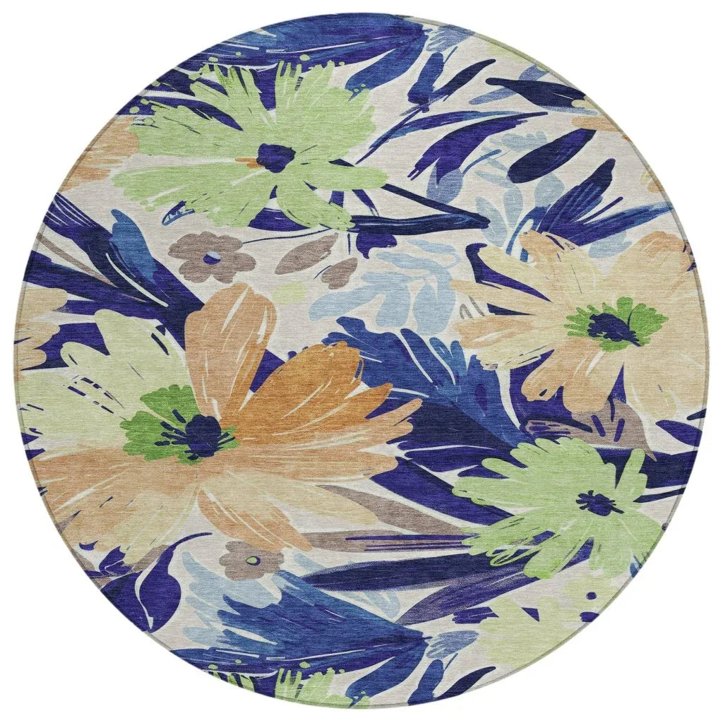 LOOMLAN Rugs Plyven Blue Washable Indoor-Outdoor Rug