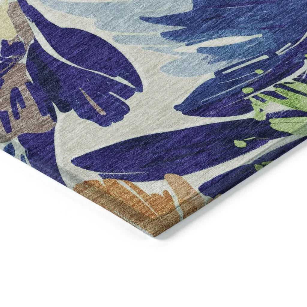 LOOMLAN Rugs Plyven Blue Washable Indoor-Outdoor Rug