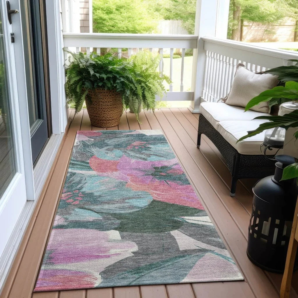 LOOMLAN Rugs Raffila Teal Washable Indoor-Outdoor Rug