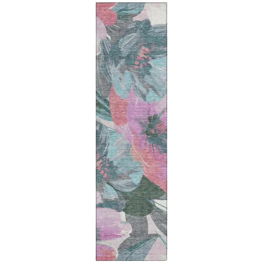 LOOMLAN Rugs Raffila Teal Washable Indoor-Outdoor Rug