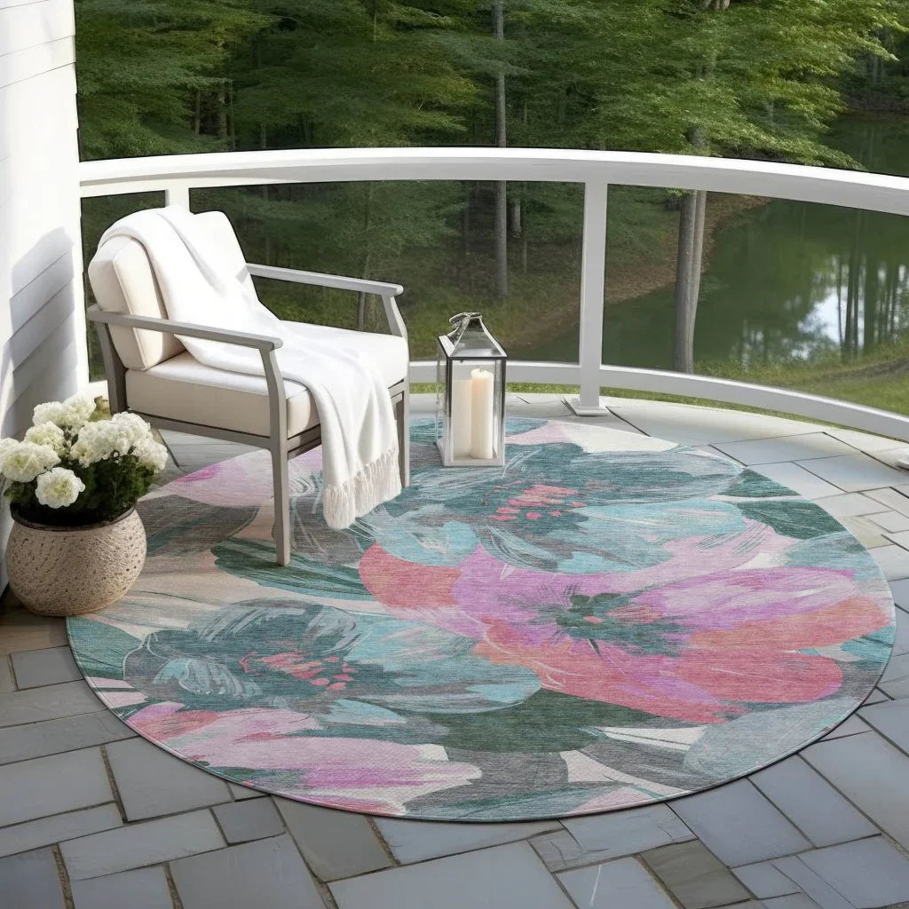 LOOMLAN Rugs Raffila Teal Washable Indoor-Outdoor Rug