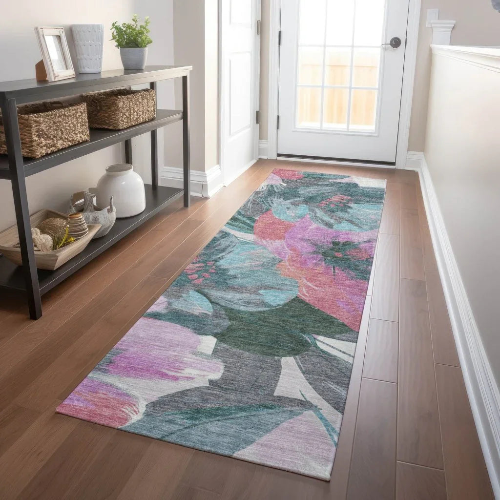 LOOMLAN Rugs Raffila Teal Washable Indoor-Outdoor Rug