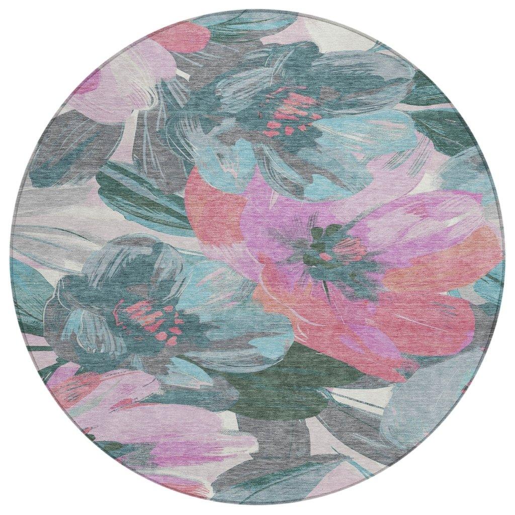 LOOMLAN Rugs Raffila Teal Washable Indoor-Outdoor Rug