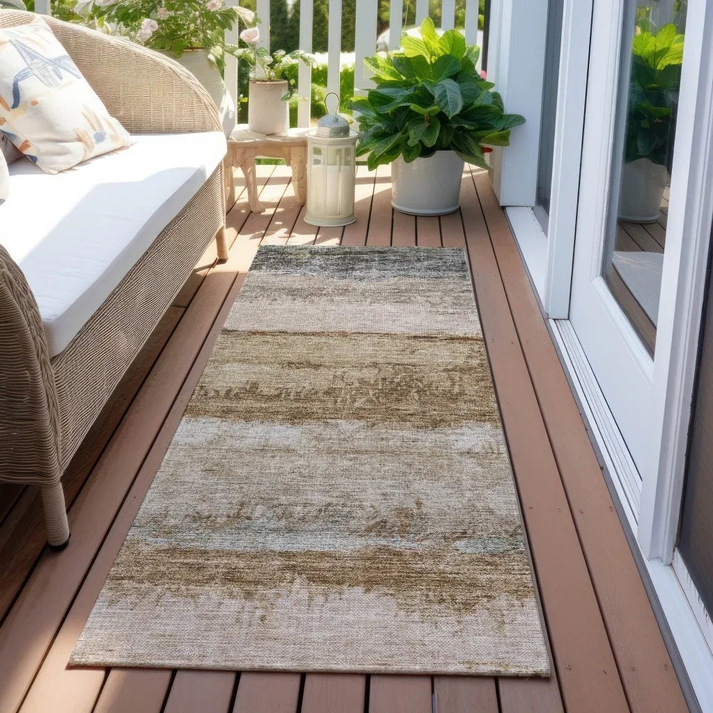 LOOMLAN Rugs Raffinna Brown Washable Indoor-Outdoor Rug