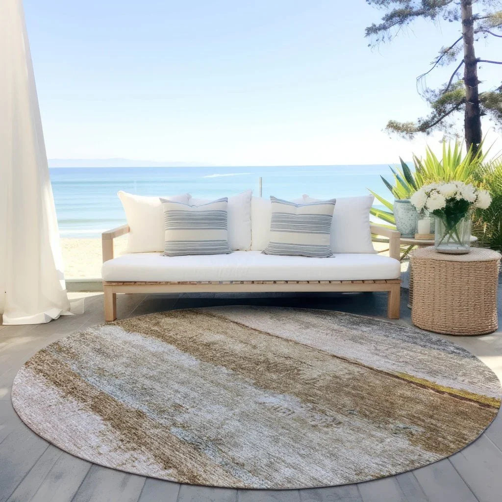 LOOMLAN Rugs Raffinna Brown Washable Indoor-Outdoor Rug