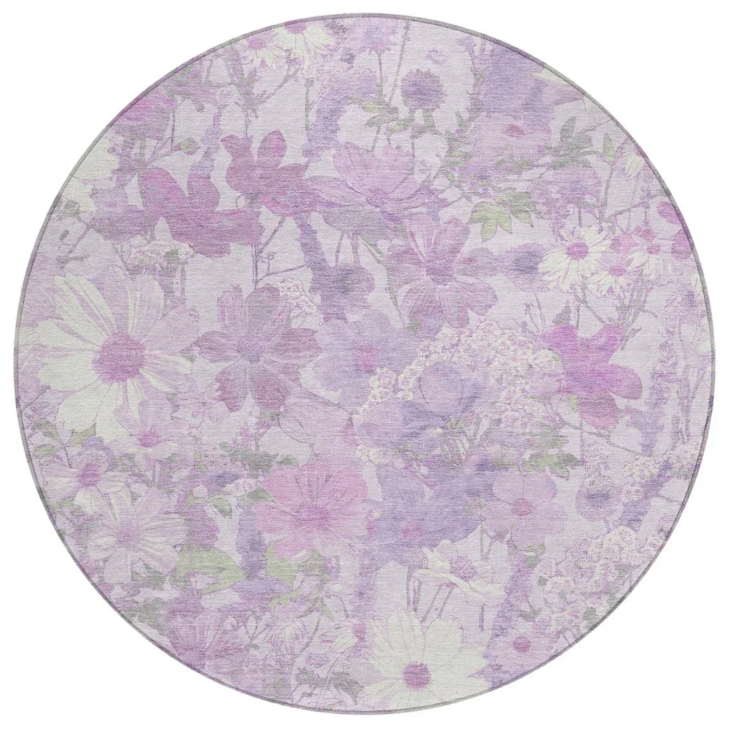 LOOMLAN Rugs Raimana Purple Washable Indoor-Outdoor Rug