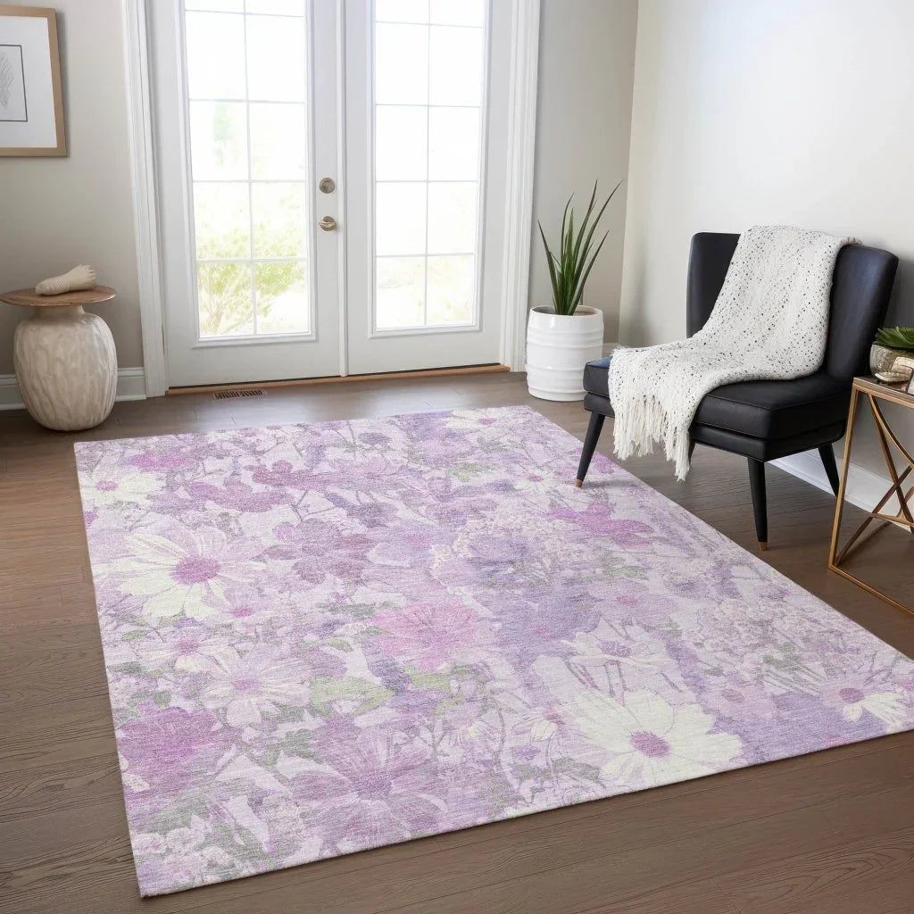 LOOMLAN Rugs Raimana Purple Washable Indoor-Outdoor Rug