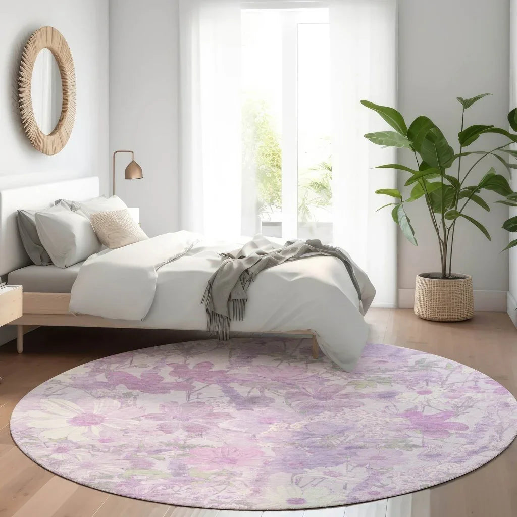 LOOMLAN Rugs Raimana Purple Washable Indoor-Outdoor Rug