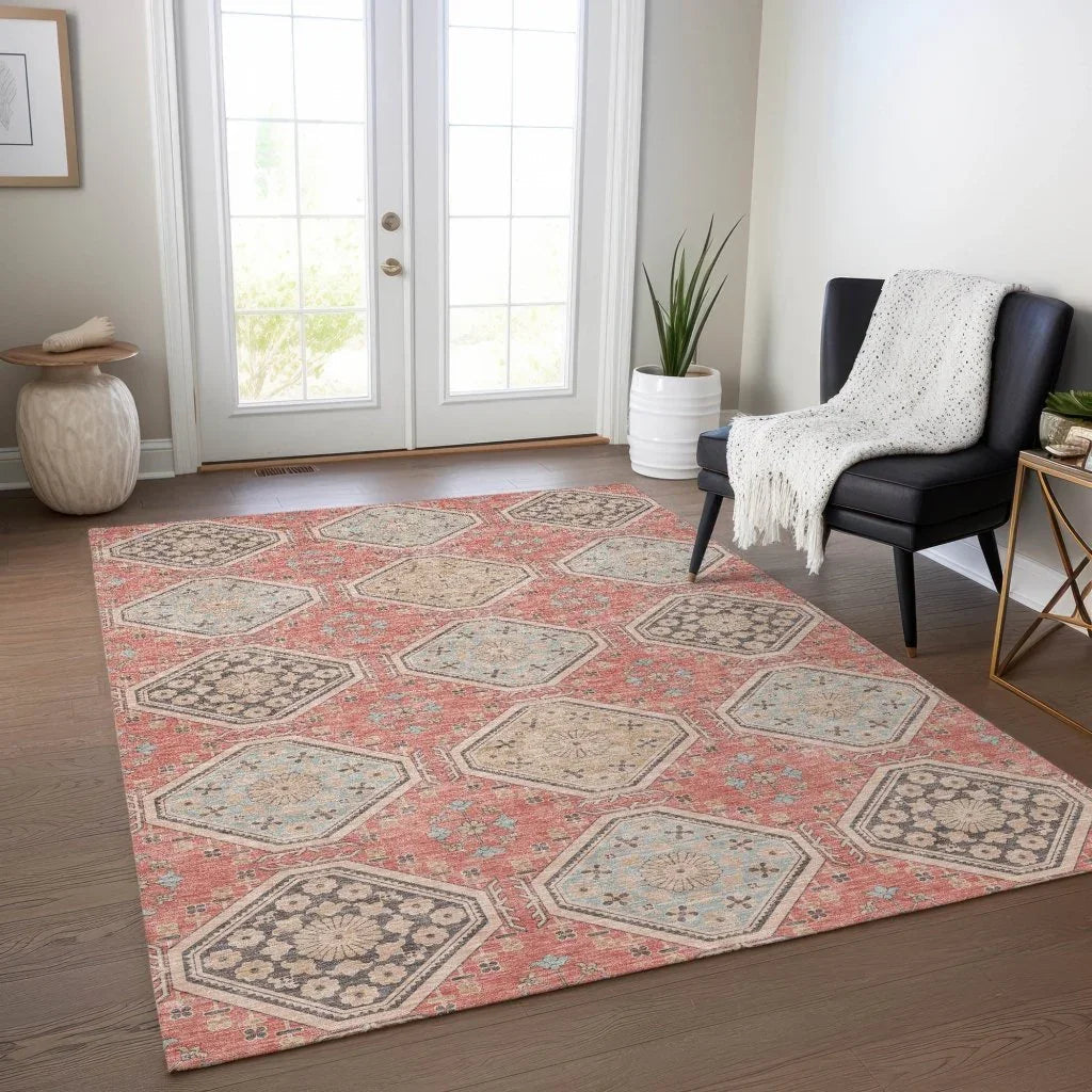 LOOMLAN Rugs Rapsodea Orange Washable Indoor-Outdoor Rug