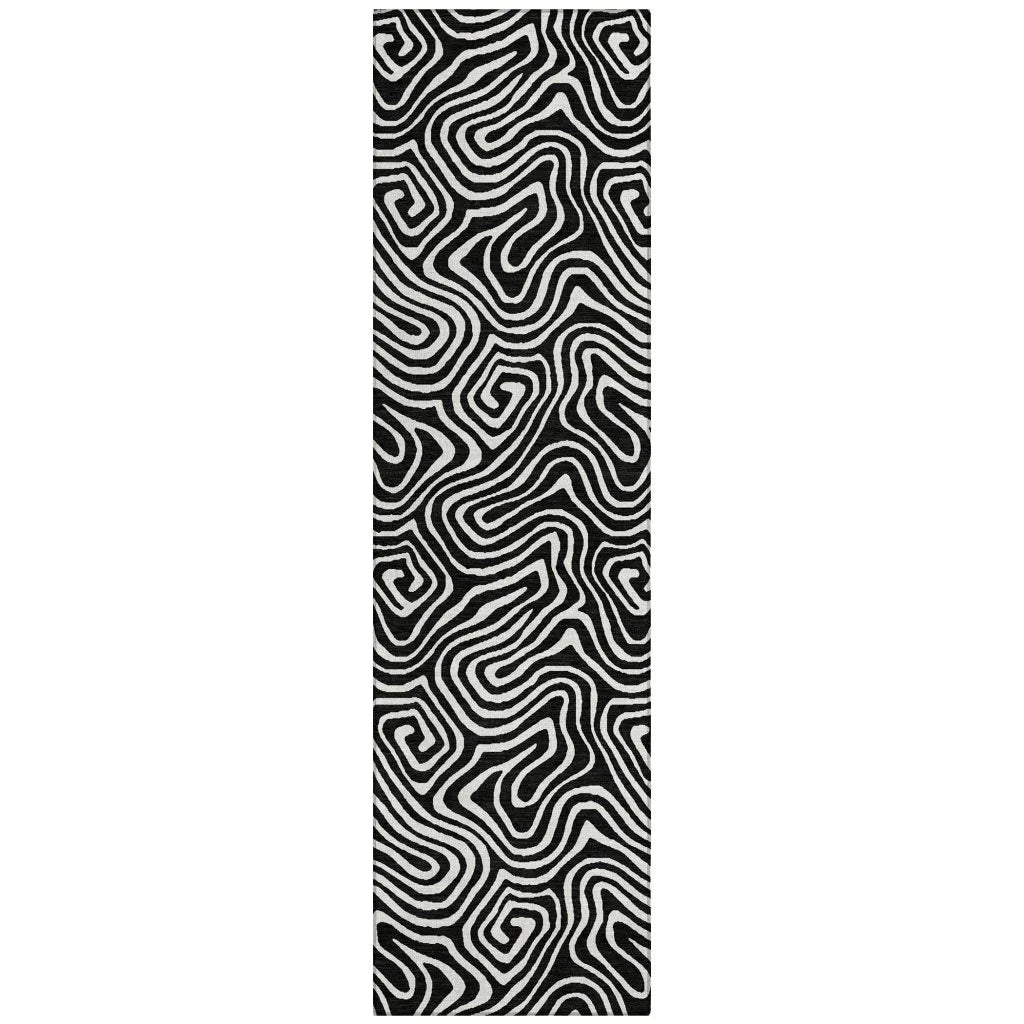 LOOMLAN Rugs Raya Black Washable Indoor-Outdoor Rug
