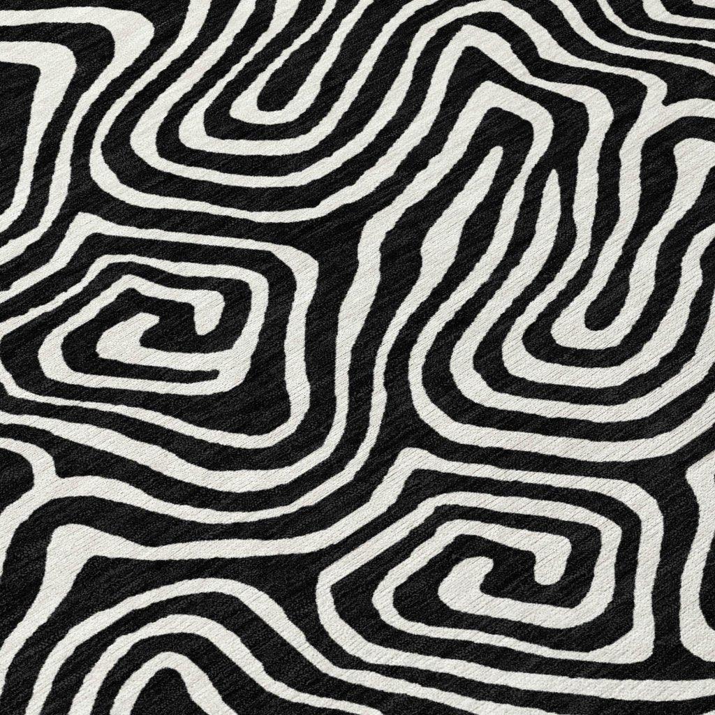 LOOMLAN Rugs Raya Black Washable Indoor-Outdoor Rug