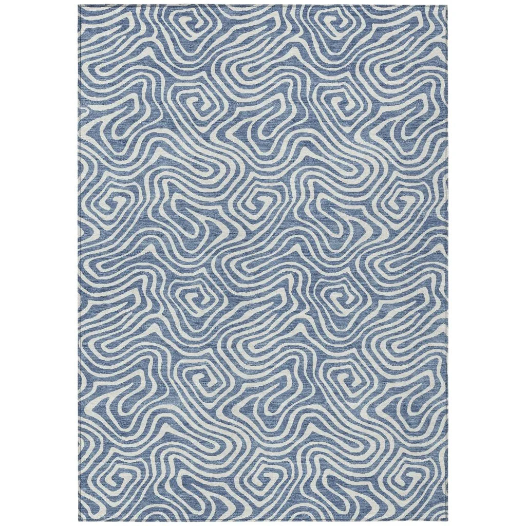 LOOMLAN Rugs Raya Blue Washable Indoor-Outdoor Rug