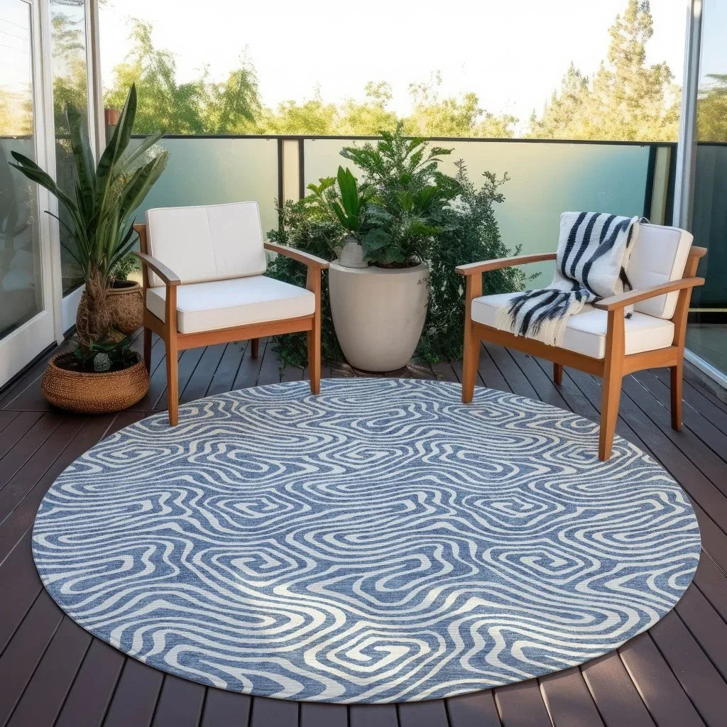 LOOMLAN Rugs Raya Blue Washable Indoor-Outdoor Rug