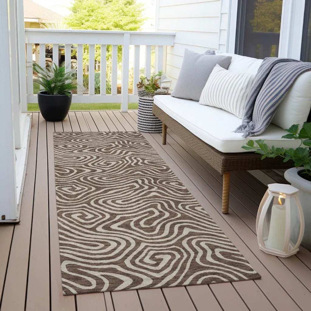 LOOMLAN Rugs Raya Brown Washable Indoor-Outdoor Rug