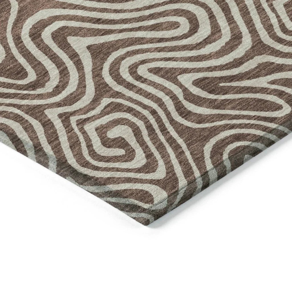 LOOMLAN Rugs Raya Brown Washable Indoor-Outdoor Rug