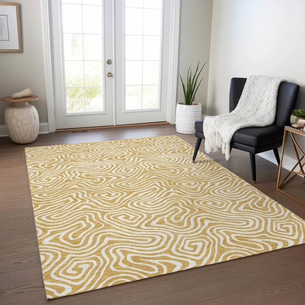 LOOMLAN Rugs Raya Gold Washable Indoor-Outdoor Rug