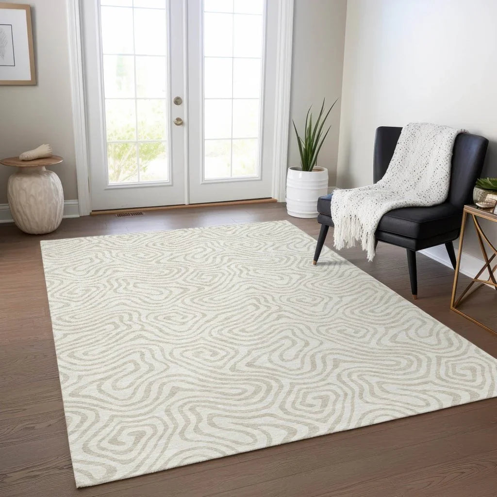 LOOMLAN Rugs Raya Ivory Washable Indoor-Outdoor Rug