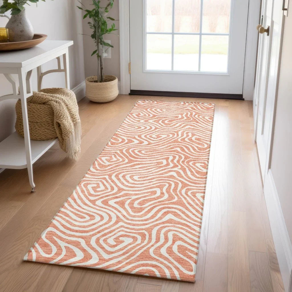 LOOMLAN Rugs Raya Orange Washable Indoor-Outdoor Rug