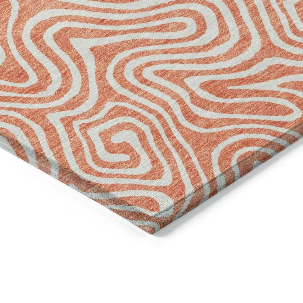 LOOMLAN Rugs Raya Orange Washable Indoor-Outdoor Rug