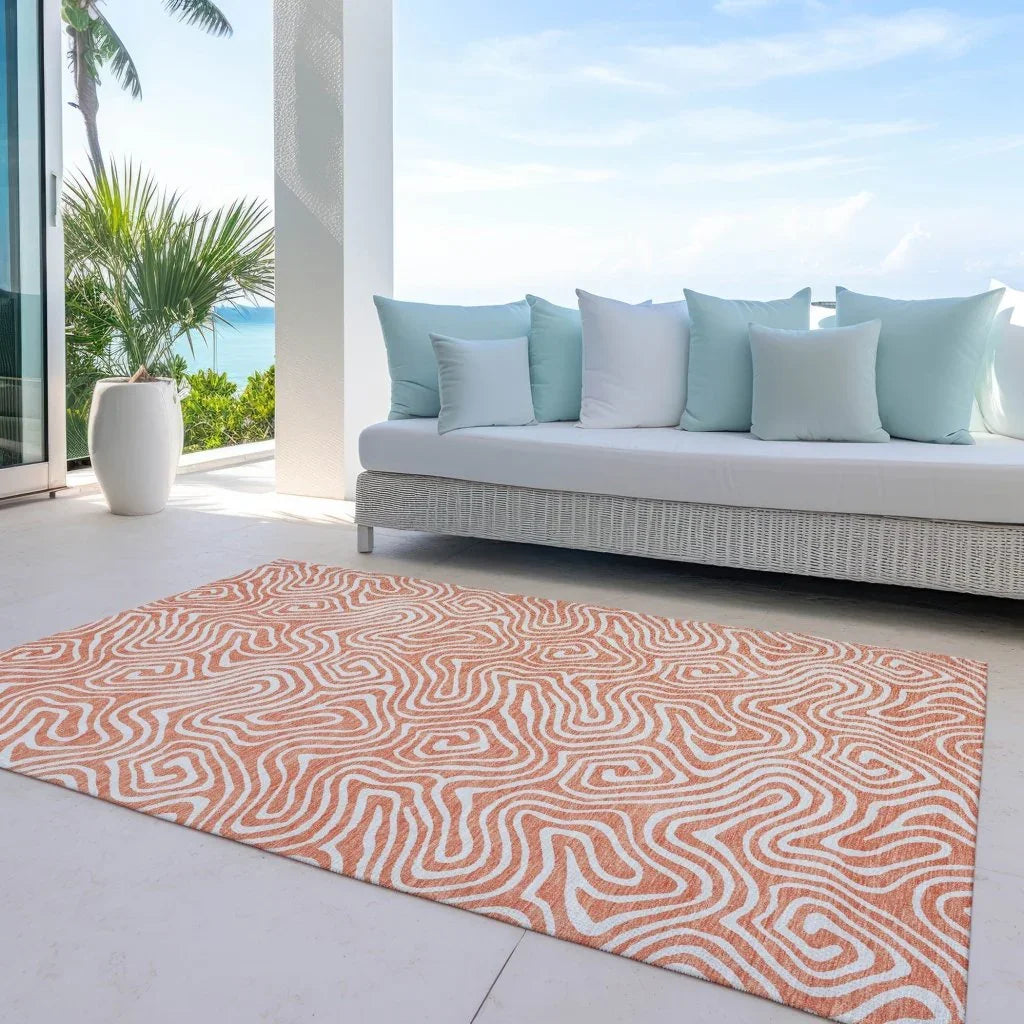 LOOMLAN Rugs Raya Orange Washable Indoor-Outdoor Rug