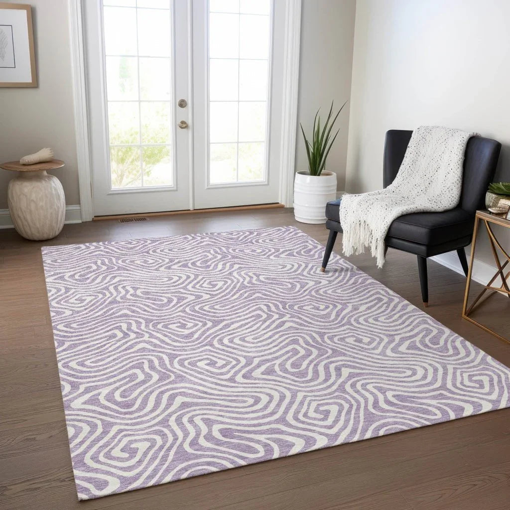 LOOMLAN Rugs Raya Purple Washable Indoor-Outdoor Rug