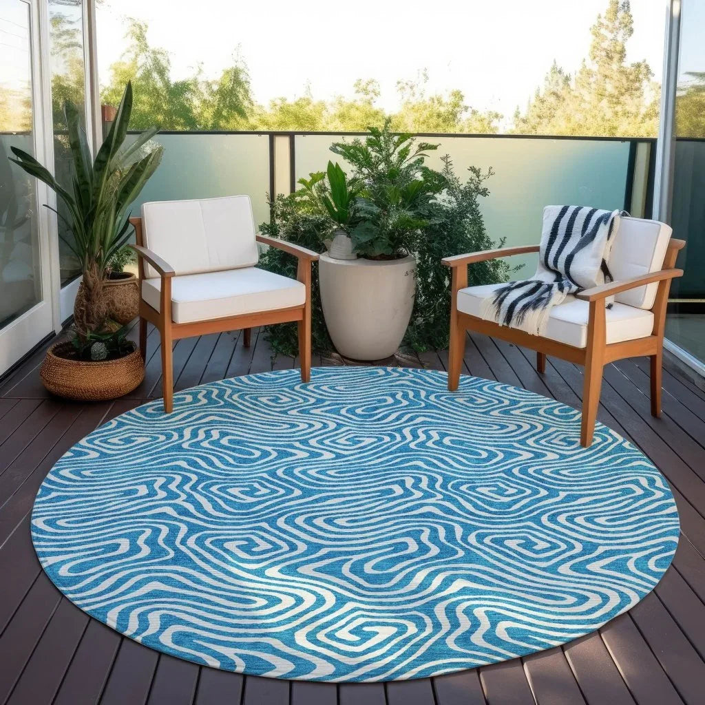 LOOMLAN Rugs Raya Teal Washable Indoor-Outdoor Rug
