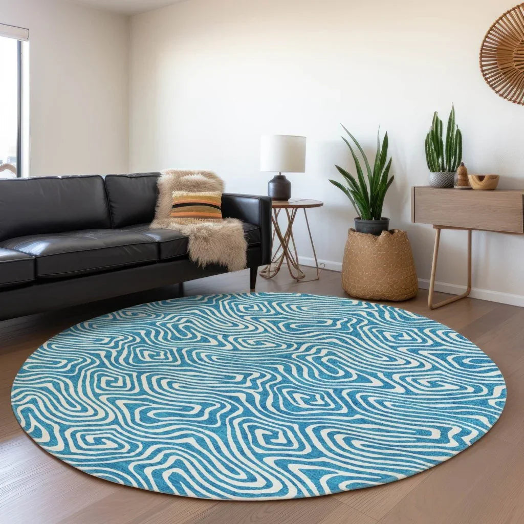 LOOMLAN Rugs Raya Teal Washable Indoor-Outdoor Rug