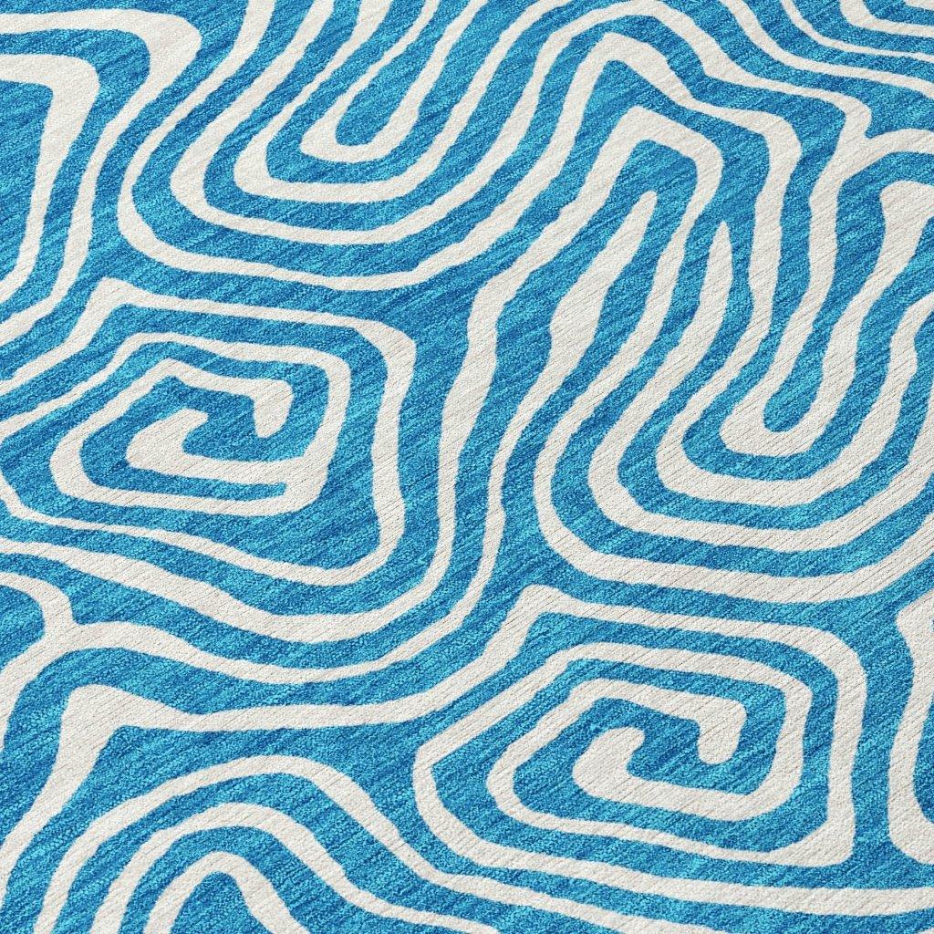 LOOMLAN Rugs Raya Teal Washable Indoor-Outdoor Rug