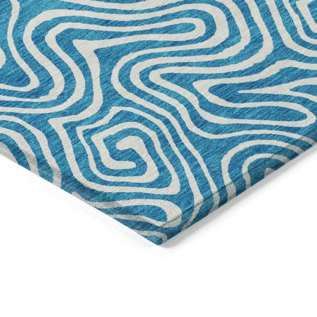LOOMLAN Rugs Raya Teal Washable Indoor-Outdoor Rug